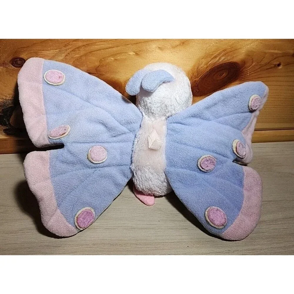 Vintage 1981 Dakin Pink Blue Butterfly Plush 6" nutshell stuffed Felt legs - Picture 6 of 13